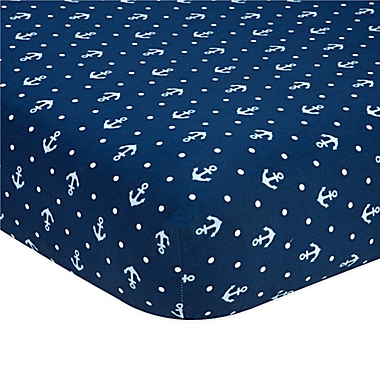 Nautica Kids&reg; Mix & Match Anchor Print Fitted Crib Sheet in Navy. View a larger version of this product image.
