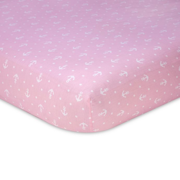 Nautica Kids Mix Match Anchor Print Fitted Crib Sheet In Pink