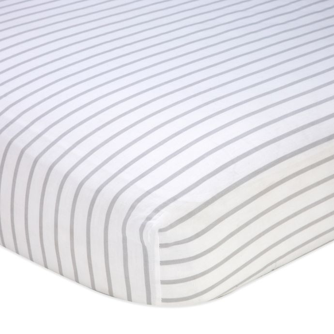 Nautica Kids Mix Match Striped Fitted Crib Sheet In Grey White