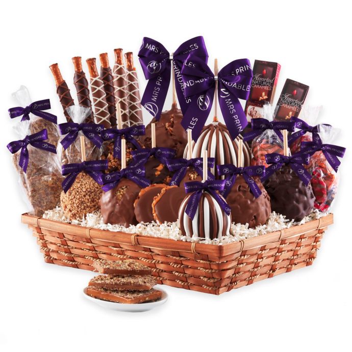 Mrs. Prindable's Classic Indulgence Caramel Apple Basket Gift Set Bed