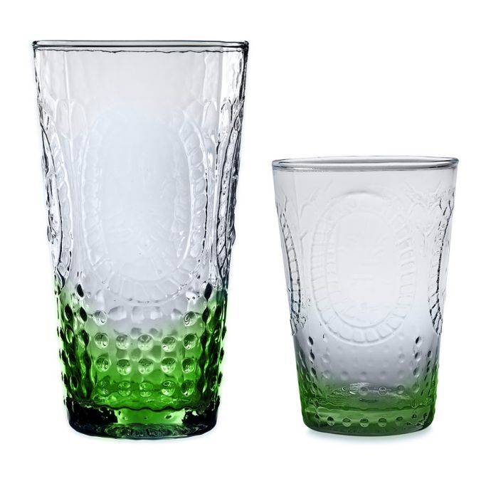 Home Essentials Vintage Hobnail Glasses Collection in Green | Bed Bath