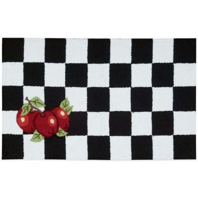 Nourison Apple 33 Inch X 20 Inch Kitchen Rug In Black White Bed