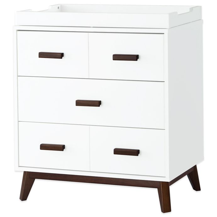 Babyletto Scoot 3 Drawer Changer Dresser In White Walnut Buybuy Baby