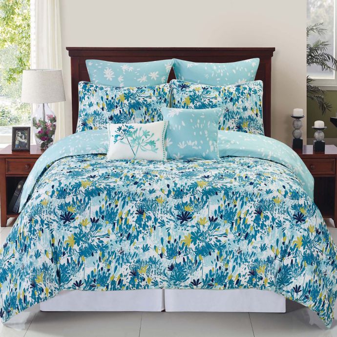Devon Reversible Comforter Set In Blueteal Bed Bath And Beyond