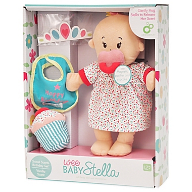 Manhattan Toy&reg; Wee Baby Stella Happy Birthday Doll Set with Vanilla Scent. View a larger version of this product image.
