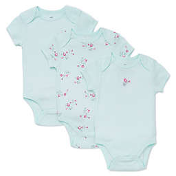 Little Me® 3-Pack Floral Spray Bodysuits in Aqua
