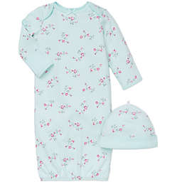 Little Me® 2-Piece Floral Gown and Hat Set in Aqua/Pink