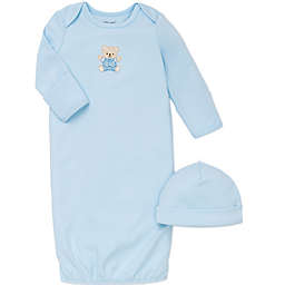 Little Me® 2-Piece Cute Bear Long-Sleeve Gown and Hat Set in Blue