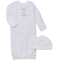 Little Me® 2-Piece "Welcome to the World" Long-Sleeve Gown and Hat Set in White