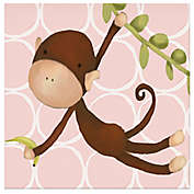 Oopsy Daisy Hanging Monkey Canvas Wall Art in Pink