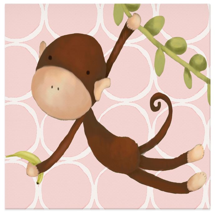 Oopsy Daisy Hanging Monkey Canvas Wall Art In Pink Bed Bath Beyond