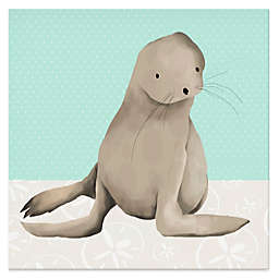Oopsy Daisy Sam the Sea Lion Canvas Wall Art in Aqua