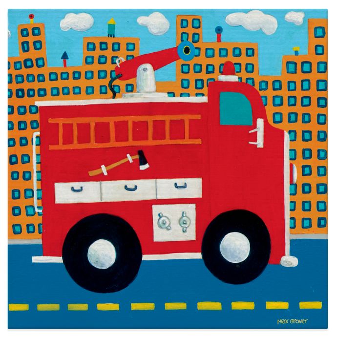 Oopsy Daisy Fire Truck Canvas Wall Art In Red Buybuy Baby