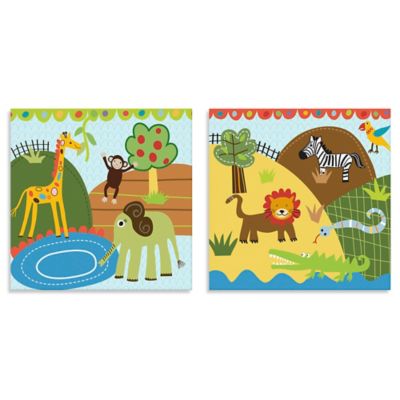 Oopsy Daisy Too Jungle Friends 2-Piece Canvas Wall Art