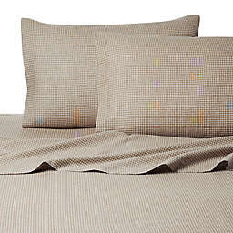 Belle Epoque La Rochelle Collection Gingham Heathered Flannel Twin Sheet Set in Tan