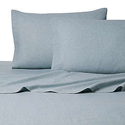 Belle Epoque La Rochelle Collection Gingham Heathered Flannel Full Sheet Set in Blue