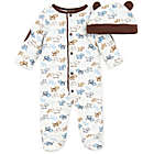 Alternate image 0 for Little Me&reg; Preemie 2-Piece Cute Puppies Footie and Hat Set in Ivory/Brown