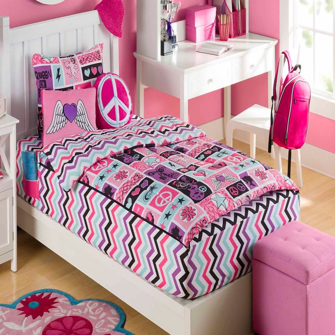 Zipit Bedding Rock Princess Reversible Comforter Set In Pink