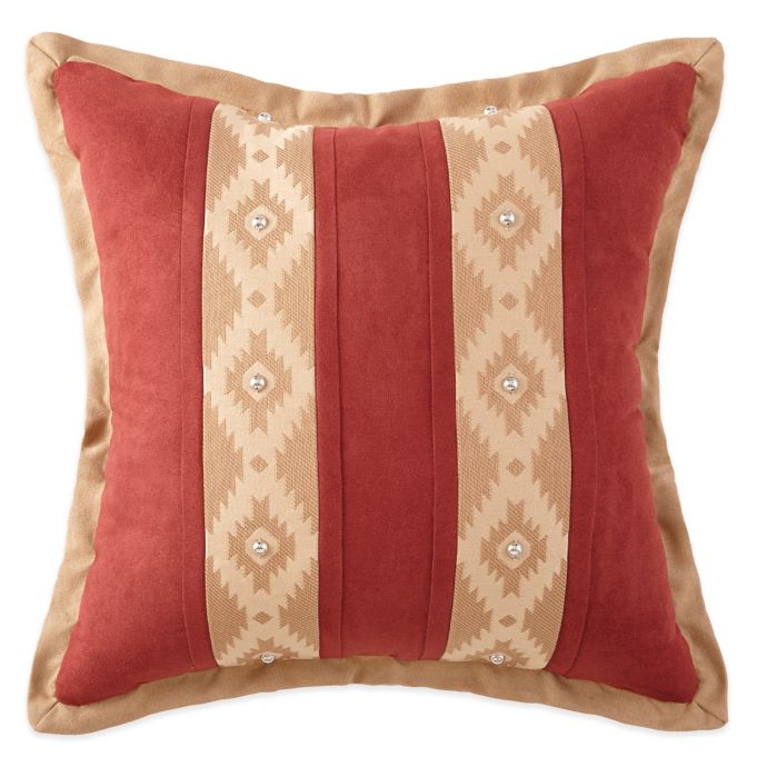 Crescent Lodge Striped Square Throw Pillow in Burgundy