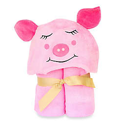Little Ashkim Size 2T-5T Piggy Hooded Kid's Turkish Towel in Pink