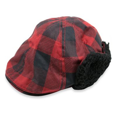 red checkered hat with ear flaps