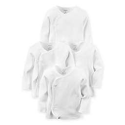carter's® Preemie 4-Pack Long-Sleeve Side-Snap T-Shirts in White