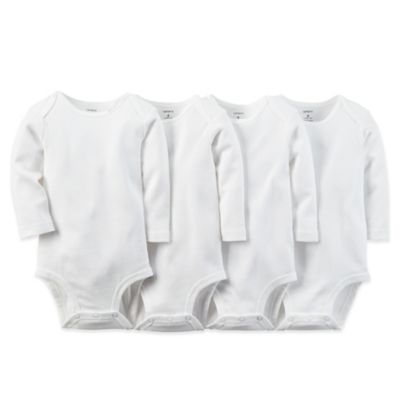 carter&#39;s&reg; Size 9M 4-Pack Cotton Long Sleeve Bodysuits in White