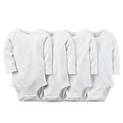 carter&#39;s&reg; 4-Pack Newborn White Long Sleeve Bodysuits