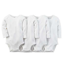 carter's® 4-Pack Newborn White Long Sleeve Bodysuits