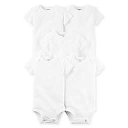 carter&#39;s&reg; 5-Pack Cotton Short Sleeve Bodysuits in White