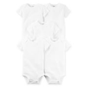 carter's&reg; 5-Pack Cotton Short Sleeve Bodysuits in White