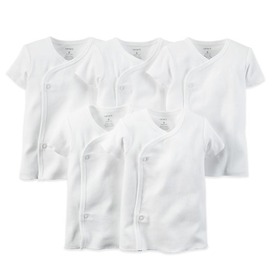Alternate image 1 for carter's® 5-Pack Side-Snap Short Sleeve Undershirts in White