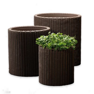 Keter&reg; Cylinder 3-Piece Indoor/Outdoor Planter Set