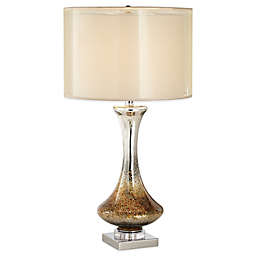 Pacific Coast® Lighting Amber Table Lamp in White with Linen/Organza Shade