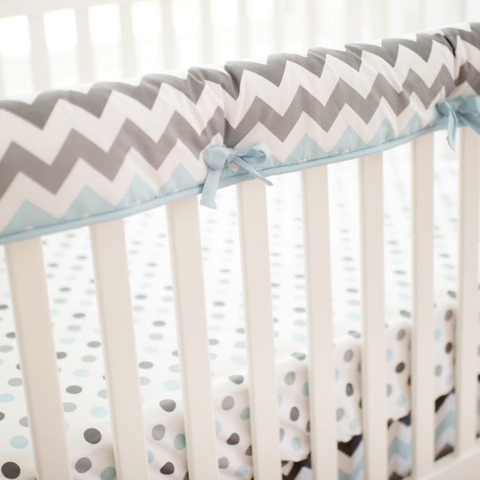 My Baby Sam Chevron Baby Crib Rail Cover In Aqua Grey Bed Bath