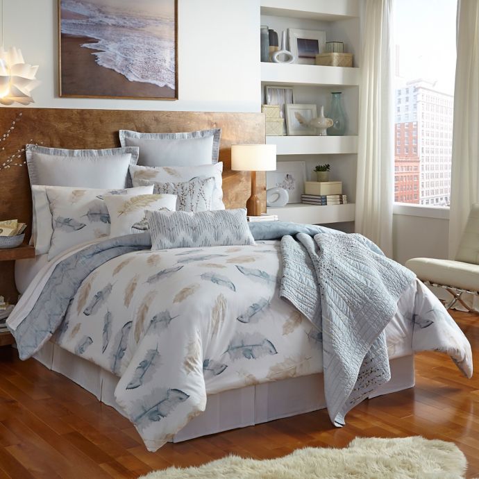 Shell Rummel Feathers Reversible Comforter Set In Sand Bed Bath