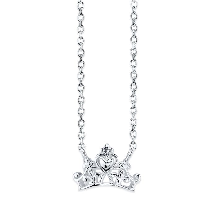 Disney Sterling Silver 18 Inch Chain Princess Crown Pendant