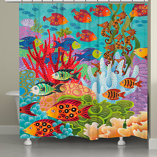 Alternate image 1 for Laural Home® Fish in the Hood Shower Curtain