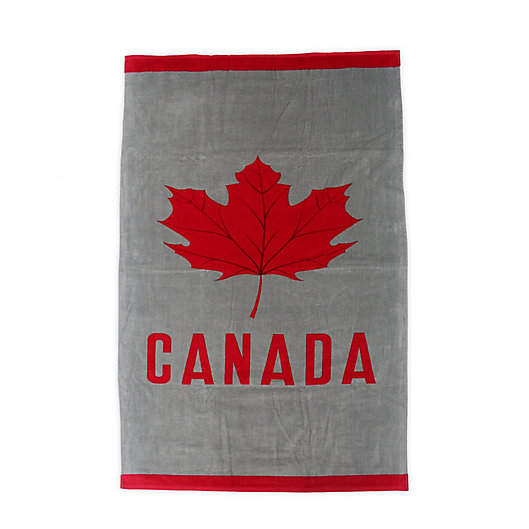 Alternate image 1 for Canadian Maple Leaf Beach Towel in Red/Grey