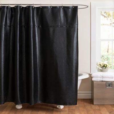 Rylee Faux Grain Leather Shower Curtain, Black Faux Leather Shower Curtain
