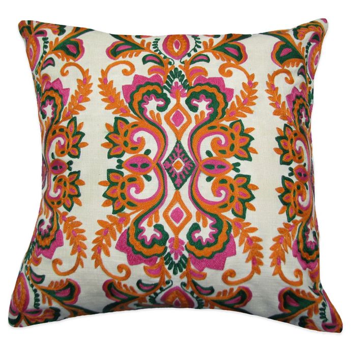 Vienna Embroidered Square Throw Pillow in Green | Bed Bath & Beyond