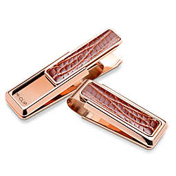 M-Clip New Yorker Rose Gold-Plated Alligator Heat Tempered Spring Money Clip in Cognac