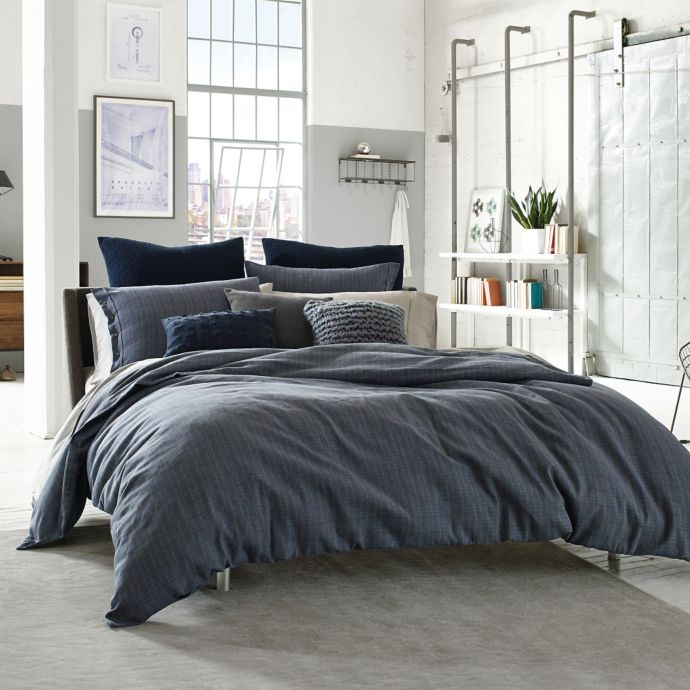 Kenneth Cole Reaction Home Douglas Reversible Duvet Cover In Blue