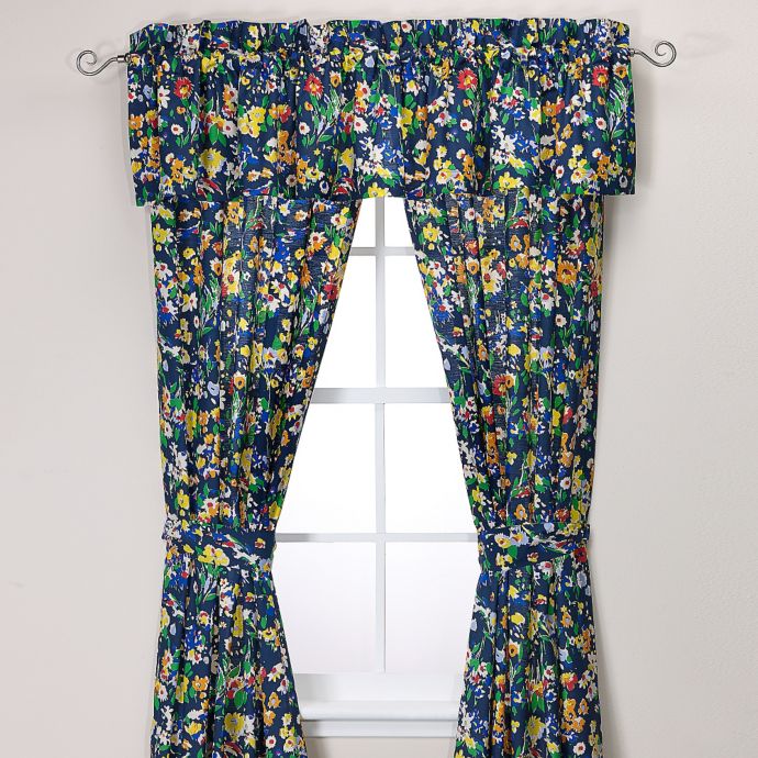 Teen Vogue® Folksy Floral Window Valance in Navy Bed Bath & Beyond