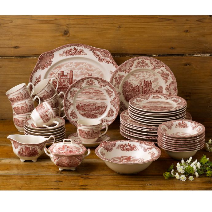 Johnson Brothers Old British Castles 45 Piece Dinnerware Set In Pink Bed Bath Beyond