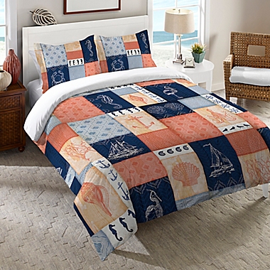 Laural Home&reg; Coastal Twin Duvet Cover in Blue. View a larger version of this product image.
