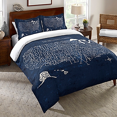Laural Home&reg; Hand Lettered US Map Blueprint Bedding Collection. View a larger version of this product image.
