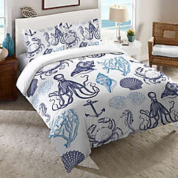 Laural Home® Navy Coastal Creatures Standard Pillow Sham in Blue