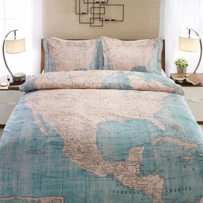 Laural Home North American Map Duvet Cover In Beige Bed Bath