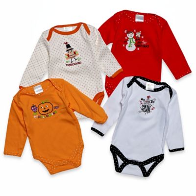 Baby Gear 4-Pack Long Sleeve Holiday Bodysuits